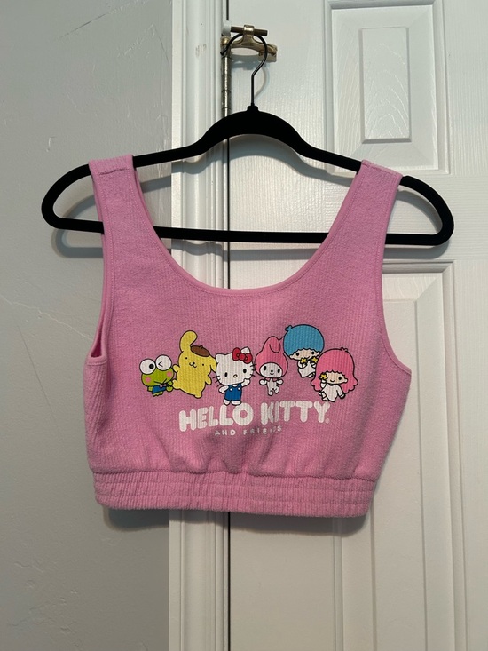 Hello Kitty Tops - Hello Kitty Pink Graphic Crop Tank Top